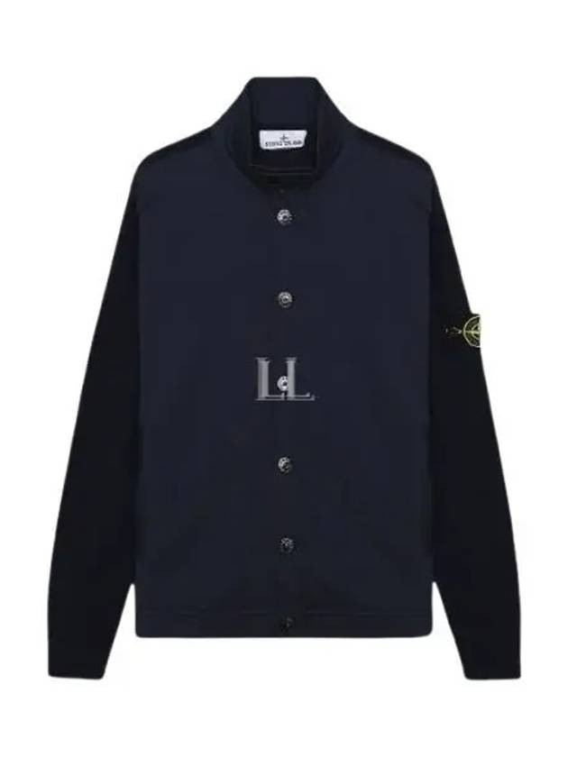 Badge Button Knit Cardigan Navy - STONE ISLAND - BALAAN 2