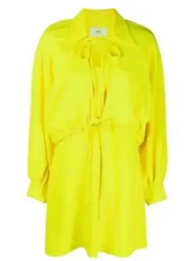 Bow Neck Viscose Short Dress Yellow - AMI - BALAAN 2