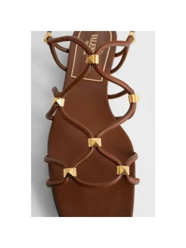 Women's Rockstud Net Lace Up Sandals Brown - VALENTINO - BALAAN 6