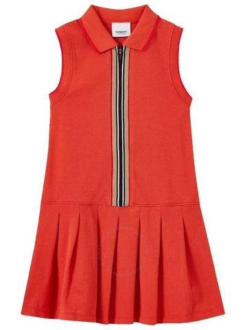 Burberry Girls Vermilion Red Martina Icon Stripe Sleeveless Dress, Size 2Y - BURBERRY - BALAAN 1