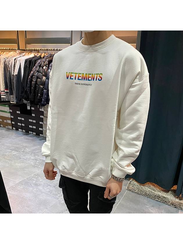 Rainbow Logo Over Sweatshirt White - VETEMENTS - BALAAN 3