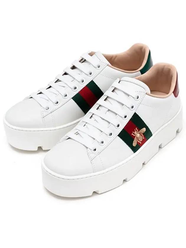 Ace Embroidered Bee Platform Low Top Sneakers White - GUCCI - BALAAN 5