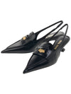 Leather Penny Slingback Heels Black - MIU MIU - BALAAN.