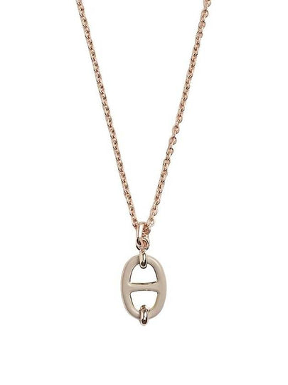 Mini Maillon Necklace Pendant Marron Glace Rose Gold H100053FO55 - HERMES - BALAAN 2