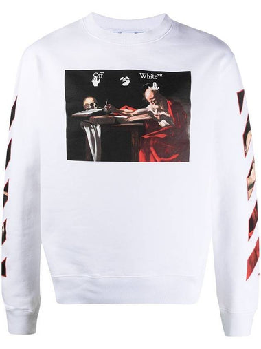 Men's Caravaggio Slim Fit Logo Sweatshirt White - OFF WHITE - BALAAN 1