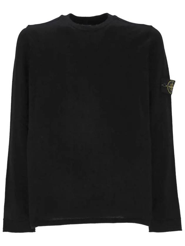 Wappen Patch Crew Neck Cotton Knit Top Black - STONE ISLAND - BALAAN 3