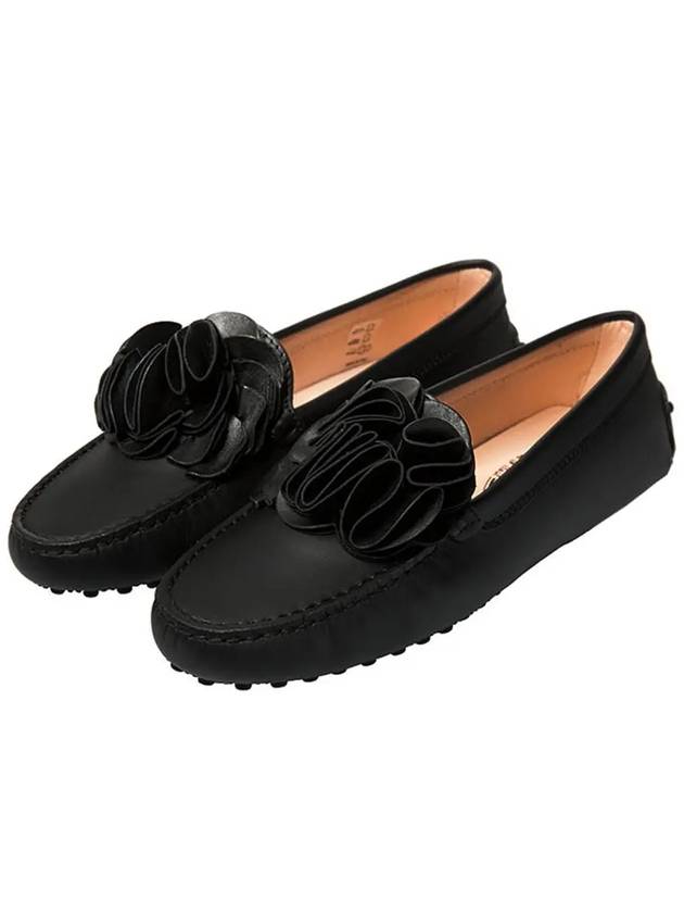 Women's Gommino Flower Driving Shoes Black - TOD'S - BALAAN 5