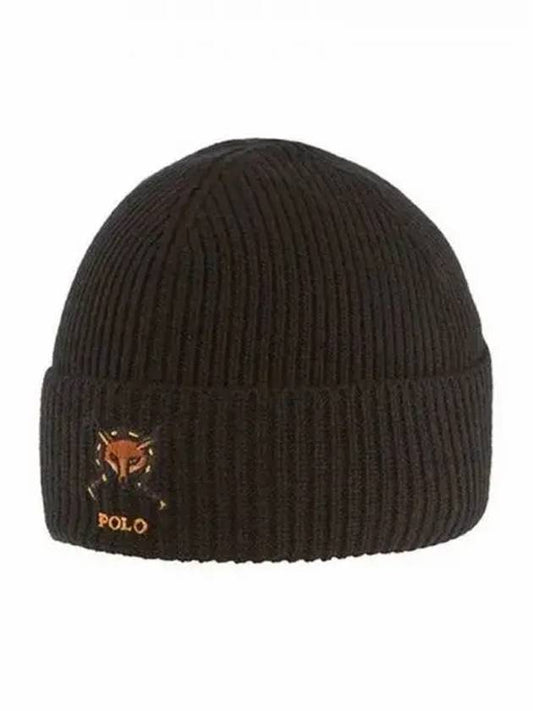 Fox Embroidery Beanie Black - POLO RALPH LAUREN - BALAAN 2