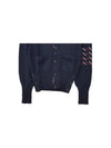 Wrap Stripe Duck Intarsia Cardigan Navy - THOM BROWNE - BALAAN 4