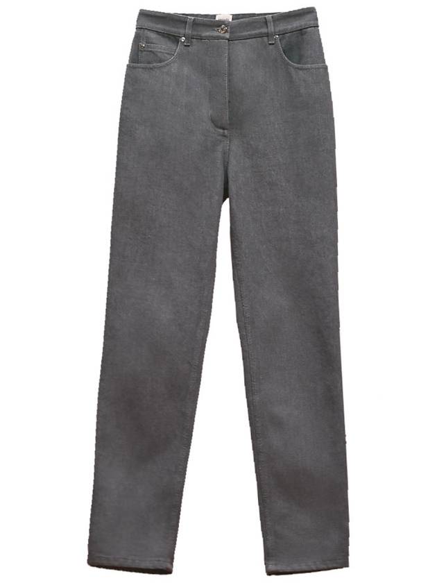 Women's 5 Pocket High Waist Straight Jean Gray - HERMES - BALAAN.