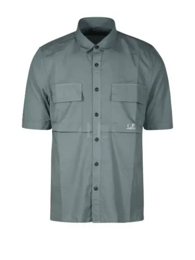 Cotton Rip-Stop Short Sleeve Shirt Green - CP COMPANY - BALAAN 2