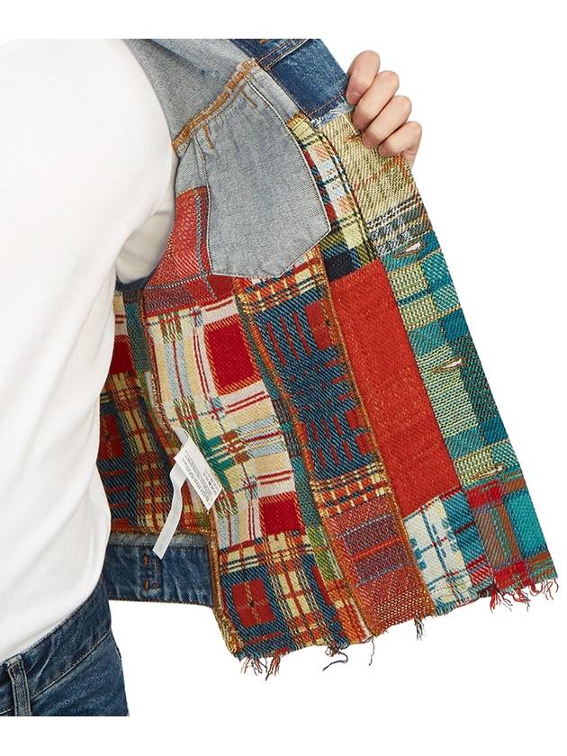 Tartan Patchwork Denim Vest Blue - ACNE STUDIOS - BALAAN 10