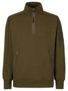 Diagonal Raised Fleece Half Zipped Sweatshirt Green - CP COMPANY - BALAAN 2