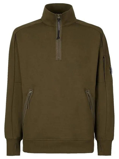 Diagonal Raised Fleece Half Zipped Sweatshirt Green - CP COMPANY - BALAAN 2