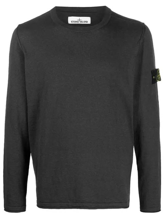 Wappen Patch Crew Neck Knit Top Charcoal - STONE ISLAND - BALAAN 1