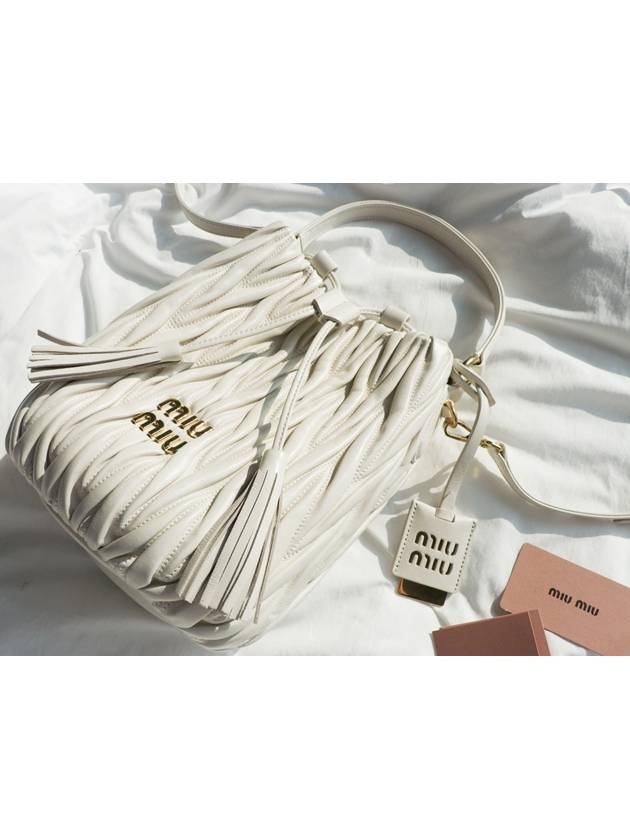 Matelasse Nappa Leather Bucket Bag White - MIU MIU - BALAAN 8