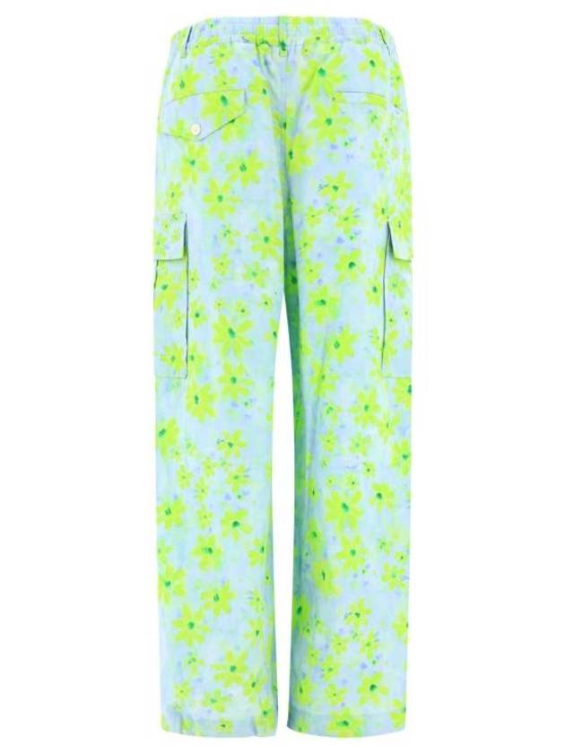 Floral Print Cargo Straight Pants Light Blue - MARNI - BALAAN 3