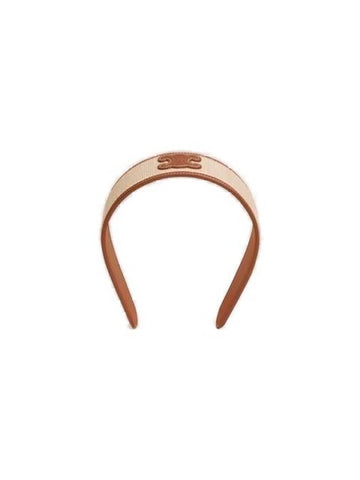 Triomphe Raphia Calfskin Headband Natural Tan - CELINE - BALAAN 1