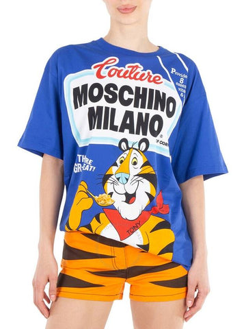 Moschino Tony The Tiger Oversized T-Shirt In Blue, Size XX-Small - MOSCHINO - BALAAN 1