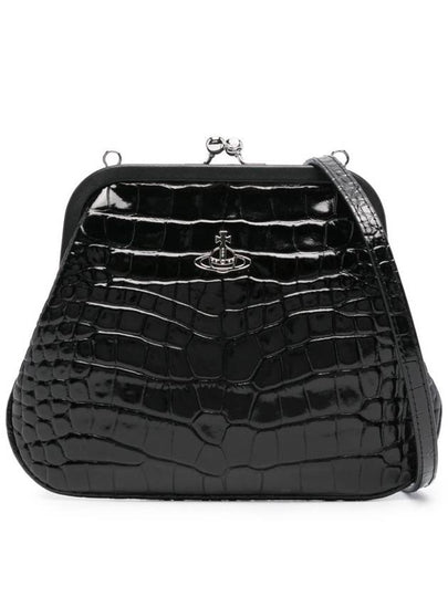 ORB Stud Croc Leather Clutch Bag Black - VIVIENNE WESTWOOD - BALAAN 2