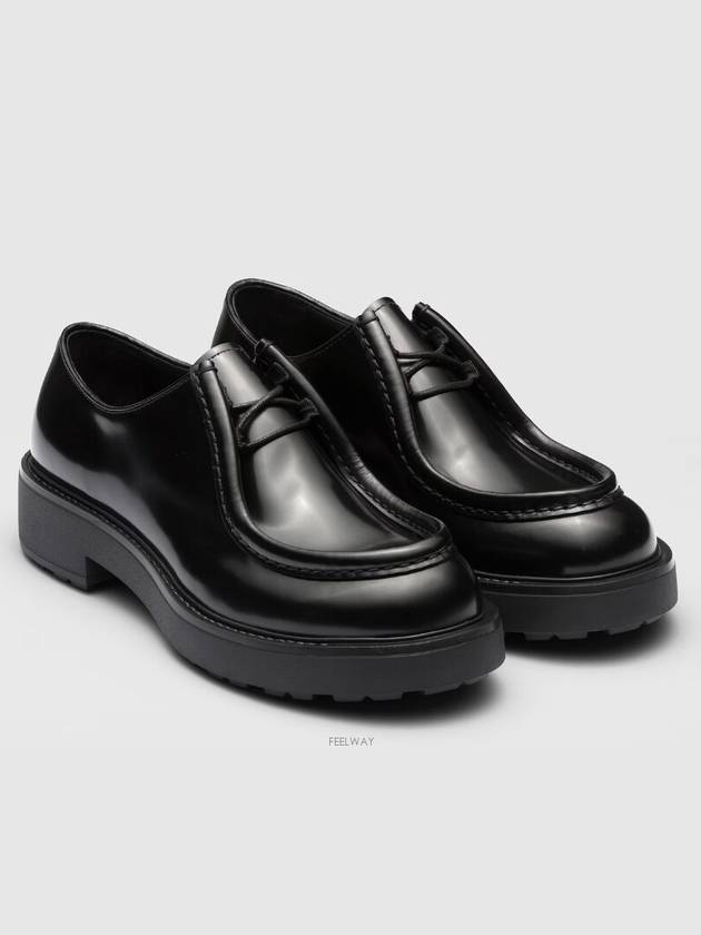 Diapason Opaque Lace-Up Brushed Leather Derby Black - PRADA - BALAAN 2