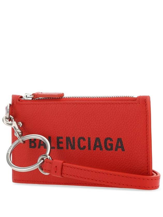 Logo Zipper Strap Calfskin Card Wallet Red - BALENCIAGA - BALAAN 3