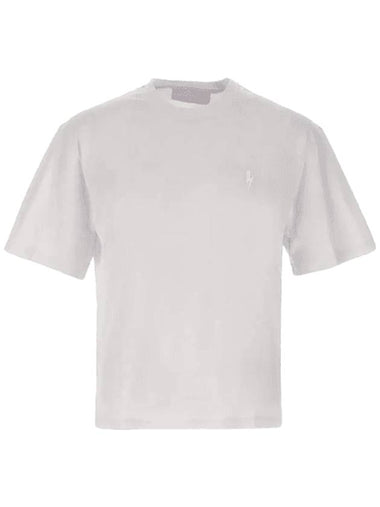 Men's Bolt Logo Cotton Short Sleeve T-Shirt White - NEIL BARRETT - BALAAN 1