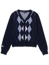 Viscose Argyle V-neck Knit Cardigan NAVY - 20THHOLE - BALAAN 1