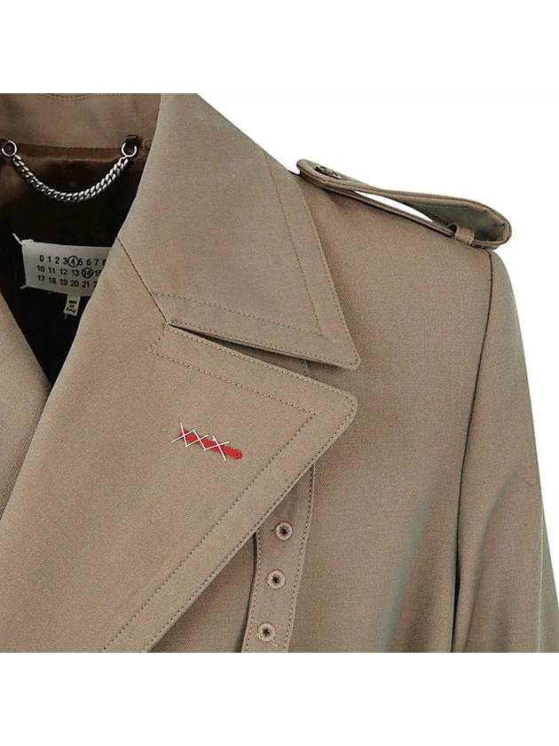 Men's Wool Belted Trench Coat Brown - MAISON MARGIELA - BALAAN 5