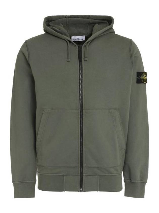 Logo Patch Cotton Fleece Hoodie Green - STONE ISLAND - BALAAN 2