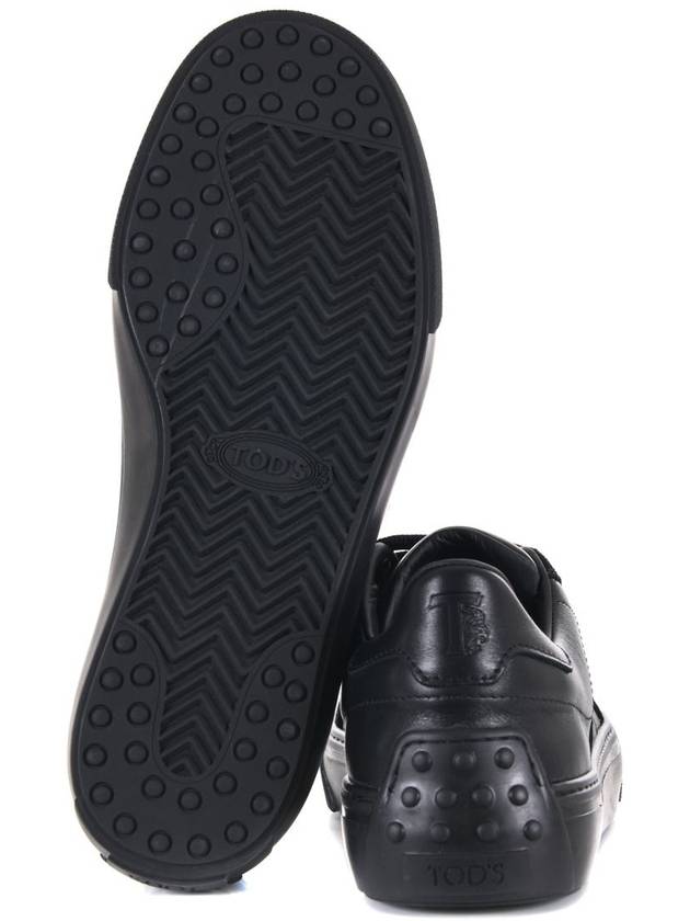 Round Toe Leather Low Top Sneakers Black - TOD'S - BALAAN 6