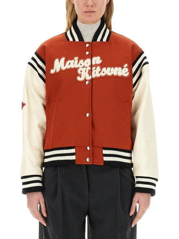 Maison Kitsuné Varsity Jacket With Logo - MAISON KITSUNE - BALAAN 1