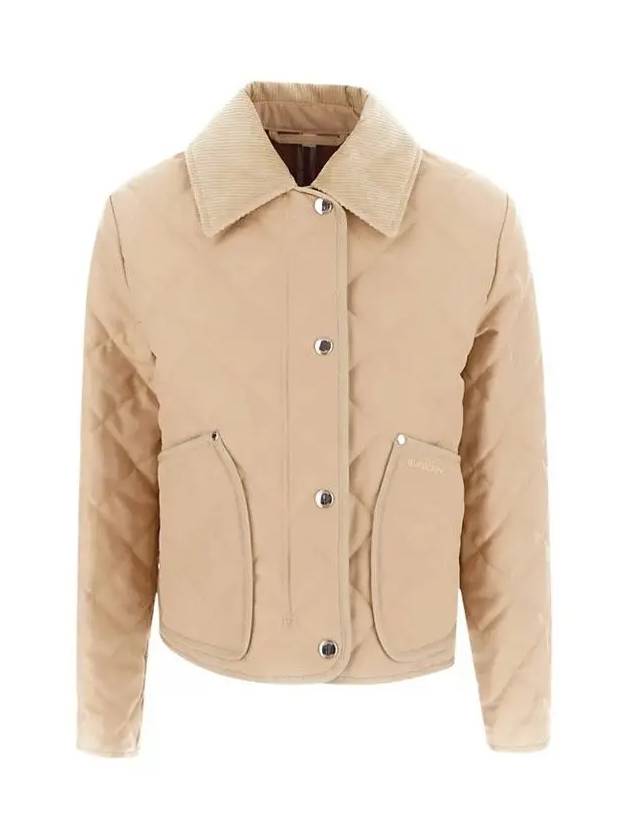 Corduroy Collar Diamond Quilted Jacket Soft Fawn - BURBERRY - BALAAN 3