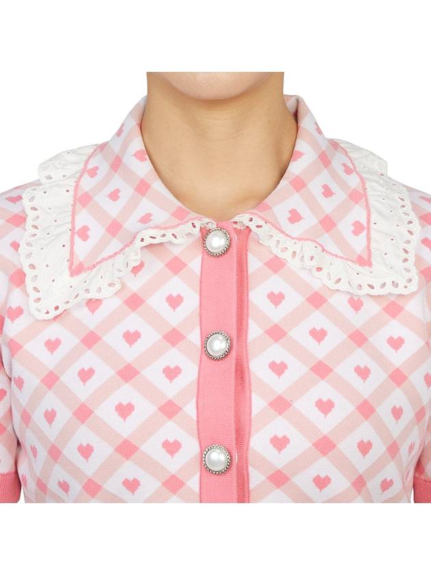 Check Jacquard Cardigan Pink - ALESSANDRA RICH - BALAAN 8