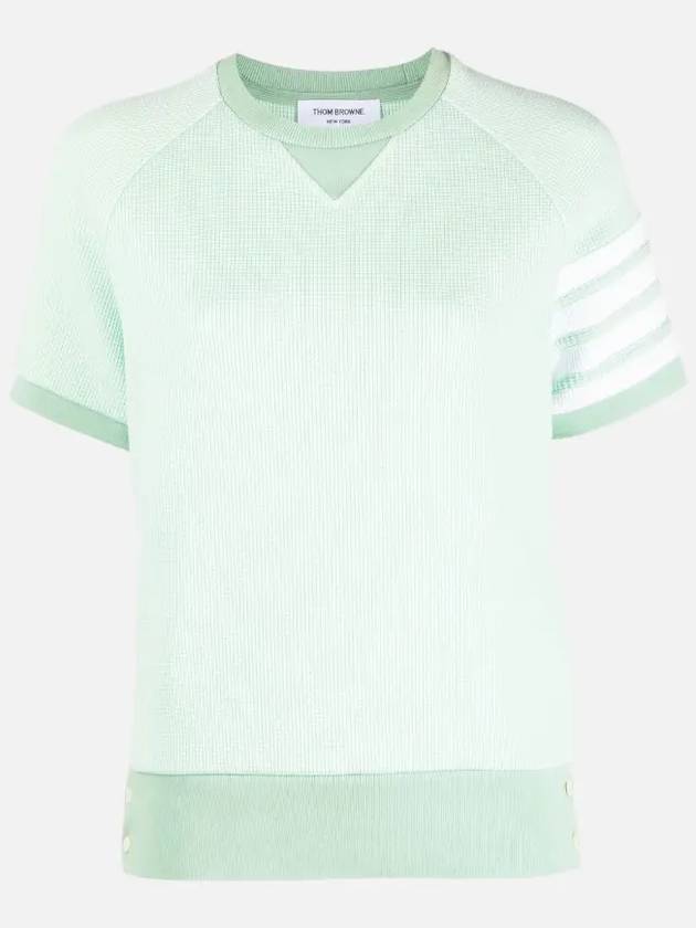 Women's Waffle 4 Bar Raglan Short Sleeve T-Shirt Light Green - THOM BROWNE - BALAAN 3