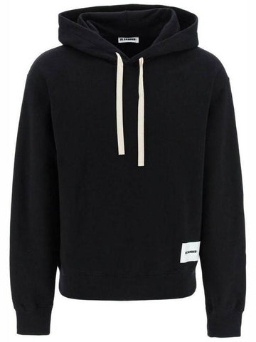 Plus Logo Patch Popover Hoodie Black - JIL SANDER - BALAAN 1