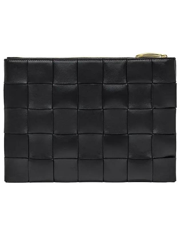 Cassette Intrecciato Medium Clutch Bag Black - BOTTEGA VENETA - BALAAN 6