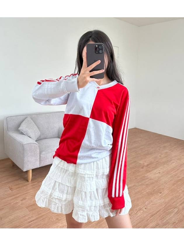 Checker Jersey Long Sleeve T Shirt GR8764 Red Silver - ADIDAS - BALAAN 8