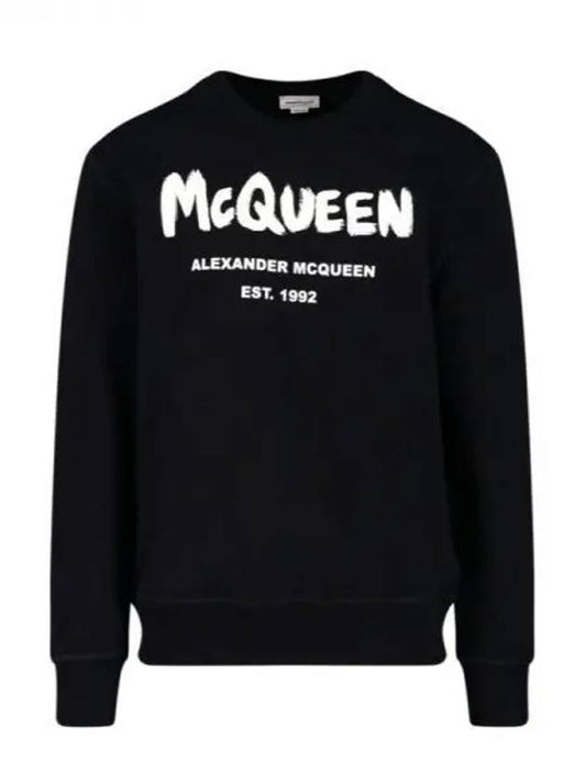 Men's Graffiti Logo Sweatshirt Black - ALEXANDER MCQUEEN - BALAAN 2