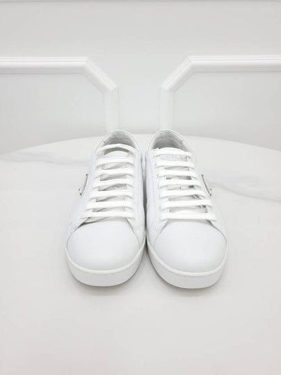 Triangular logo white sneakers 7 5 - PRADA - BALAAN 2