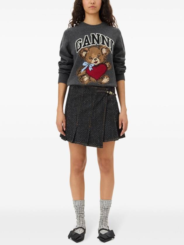 Graphic Bear Knit Top Grey - GANNI - BALAAN 4