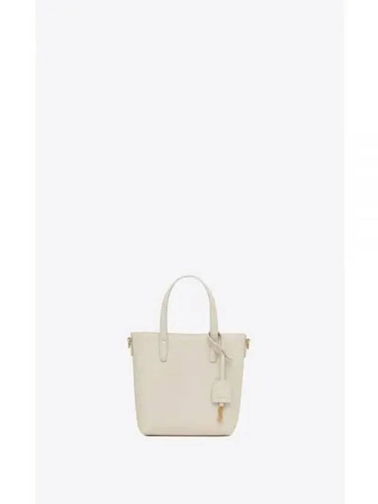 Toy Small Leather Shopping Box Tote Bag White - SAINT LAURENT - BALAAN 2