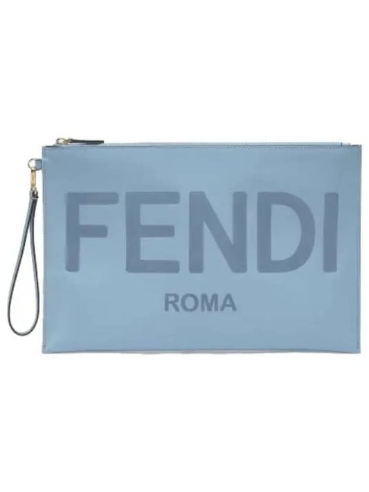 Large Roma Flat Pouch Light Blue Bag - FENDI - BALAAN 1