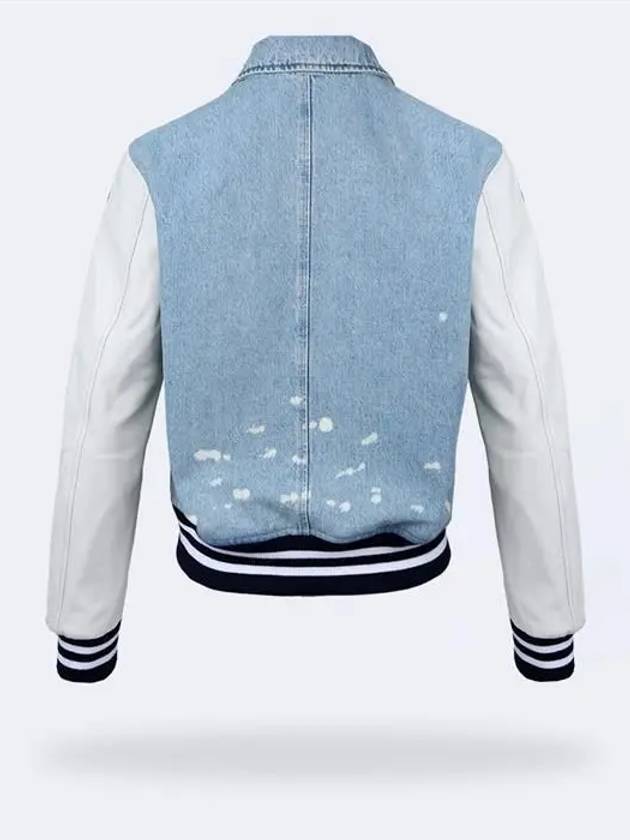 Skelton Patch Denim Bomber Jacket Sky Blue - AMIRI - BALAAN 4