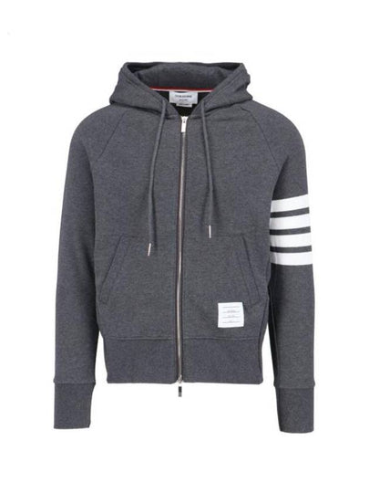 Engineered 4 Bar Diagonal Zip Up Hoodie Dark Grey - THOM BROWNE - BALAAN 2