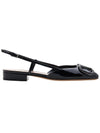 Women's V Logo Signature Leather Mule Sandals Black - VALENTINO - BALAAN 3