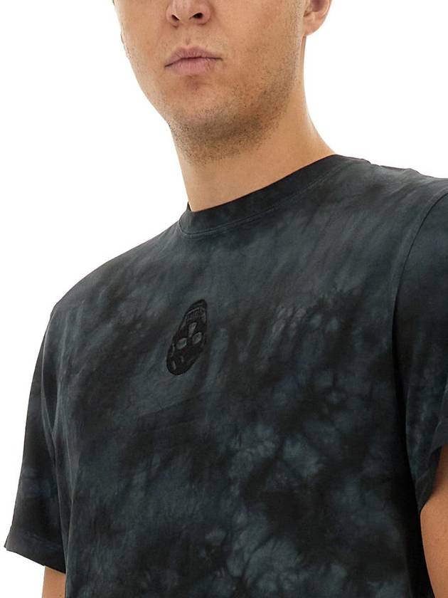 Embroidered Skull Tie Dye Short Sleeve T-Shirt Black - ALEXANDER MCQUEEN - BALAAN 5