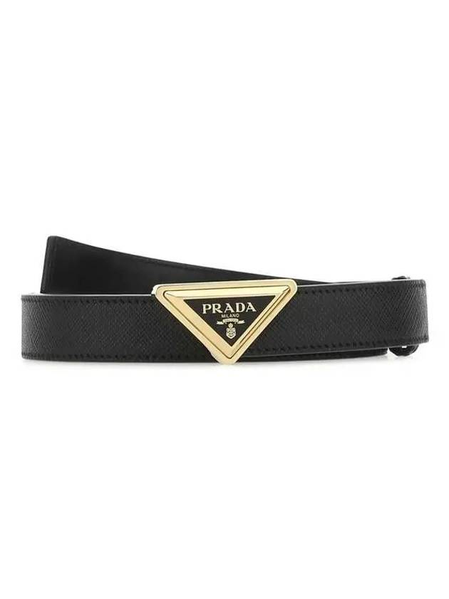 Triangle Logo Buckle Leather Belt Black - PRADA - BALAAN 2