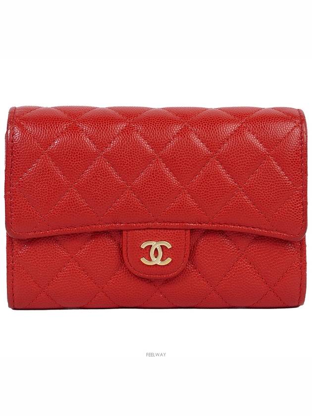 Classic flap medium wallet red gold plated 74267 - CHANEL - BALAAN 1