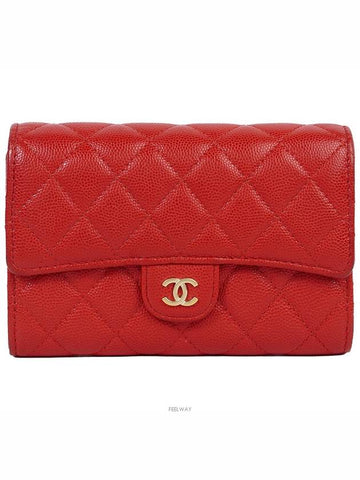 Classic flap medium wallet red gold plated 74267 - CHANEL - BALAAN 1